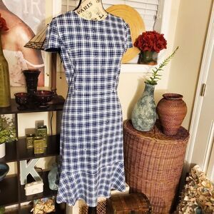 Michael Kors Gold  Studded Plaid Chambray Colored Dress Sz S